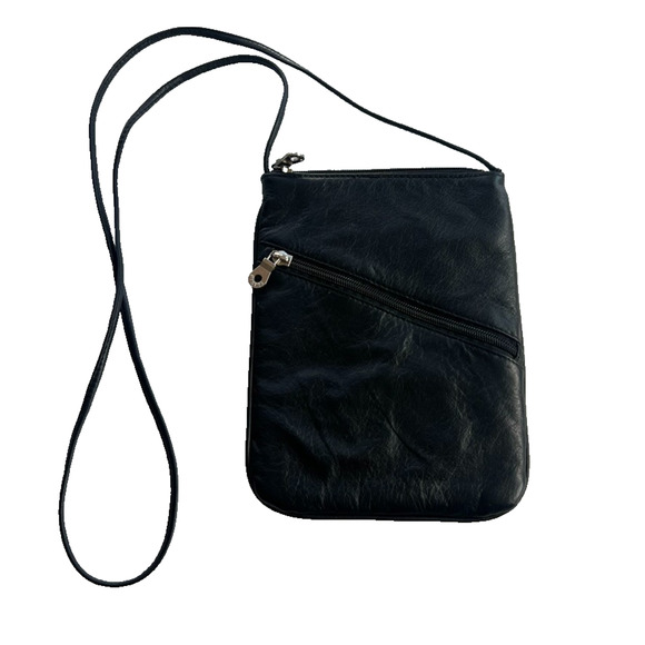 Wilsons Leather Handbags - Wilsons Leather Maxima Black Crossbody Bag W/ Double Zippers